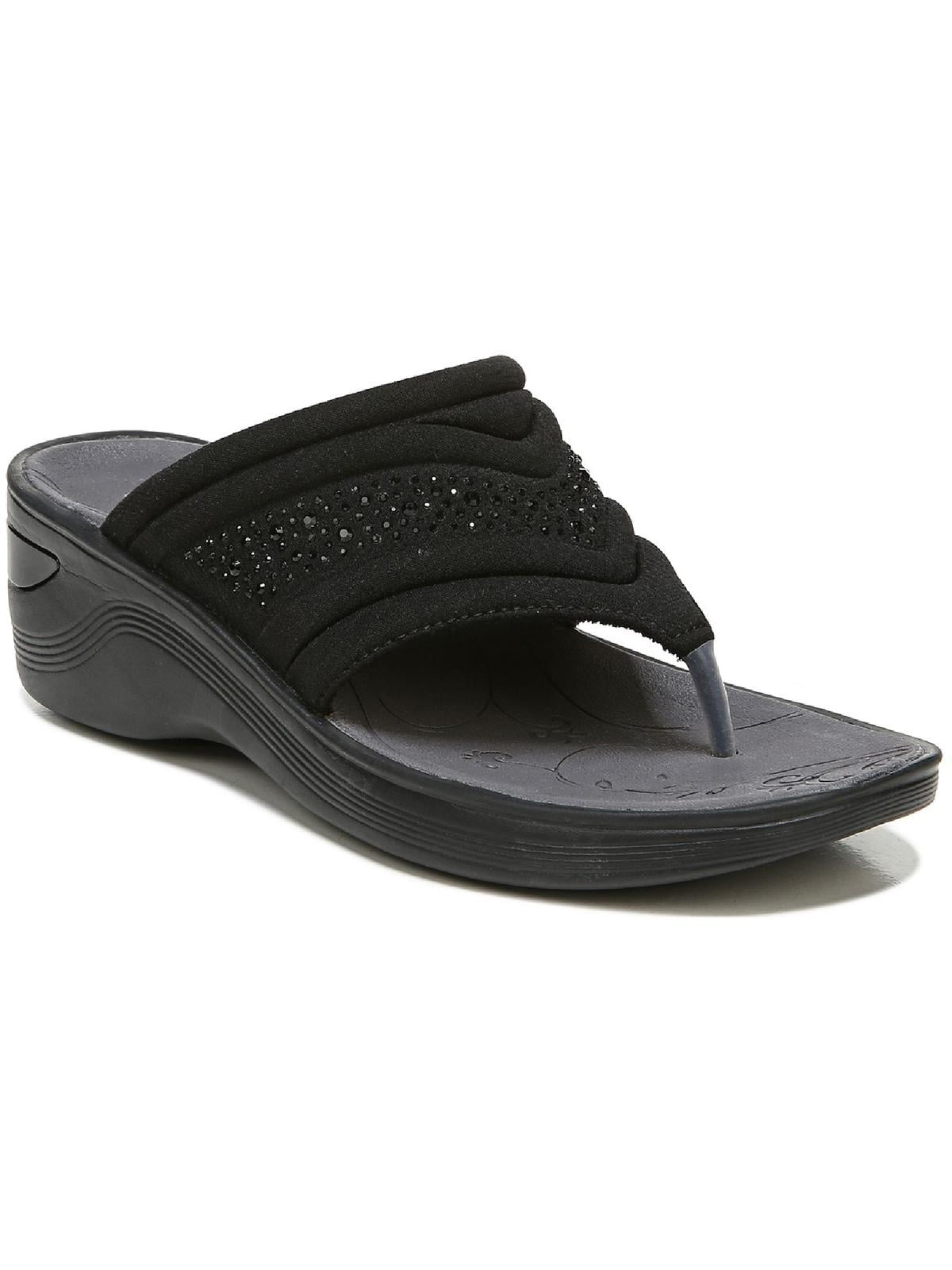 Bzees Womens Dazzle Me Embellished Wedge Thong Sandals