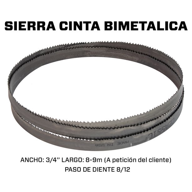 (8 a 9 metros) Segueta sierra cinta bimetalica 3/4", PDD 8/12