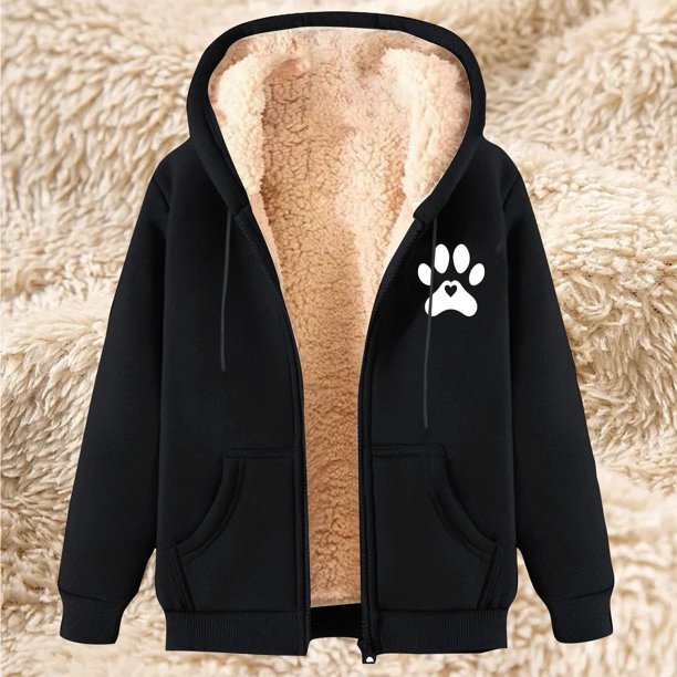 Chaqueta y sudadera informal con capucha de manga larga para mujer, con estampado de moda, de polar y capucha