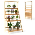 thumbnail image 1 of Gymax 3 Tier Hanging Plant Stand w/ Height Adjustable Hanger Rod Folding Flower Shelf, 1 of 10