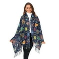 thumbnail image 3 of FORMRS Womens Scarf Winter Soft Long Big Warm Shawls Wrap Tassel Scarves, Dark Blue Christmas, 3 of 9