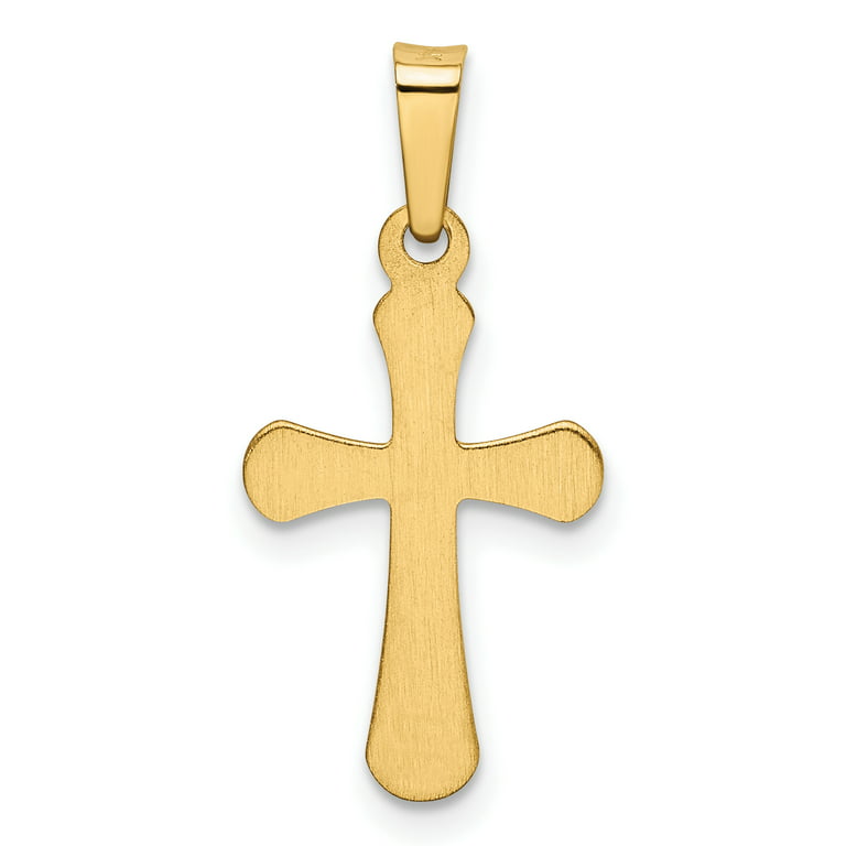 Carat in Karats 14K Yellow Gold Polished Rounded Cross Pendant Charm  (23.22mm x 10.92mm) With 10K Yellow Gold Lightweight Rope Chain Necklace  18''