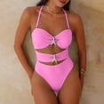 thumbnail image 5 of Daiosportswear Women's Bandeau Style Swimsuit, Halter Neck Bathing Suit with Starfish Details Pink-A XL(XL), 5 of 6