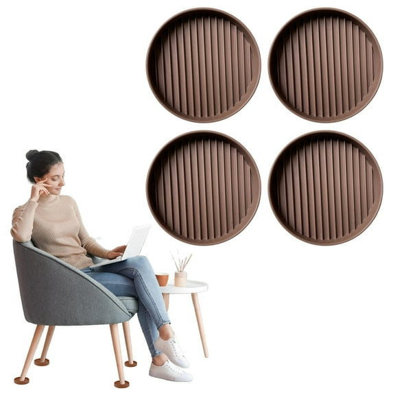 2X2 Round Rubber Caster Cups, Non Slip Furniture Pads, Anti-Slip Gripper, Anti Skid Furniture Feet, Anti Slide Floor Protector for Bed Couch Table Chair Stoppers (Brown, 4 Pack)