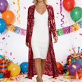 thumbnail image 2 of QHFBli Women's Sequin Cardigan Long Sleeve Open Front See Through Evening Coats Summer Cover Up Dress, 2 of 4