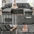 thumbnail image 4 of 113" Sectional Couch with Storage Chaise, 4 Seater Sectional Sofa for Living Room, Corduroy Sleeper Sofa Bed with Pull Out Couch, Adjustable Backrest, Side Pocket & USB Charging Ports (Light Grey), 4 of 8