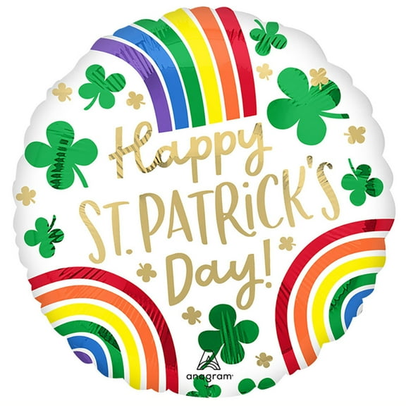 17 inch St. Patrick'S Day Rainbows Foil Mylar Balloon - Party Supplies Decorations