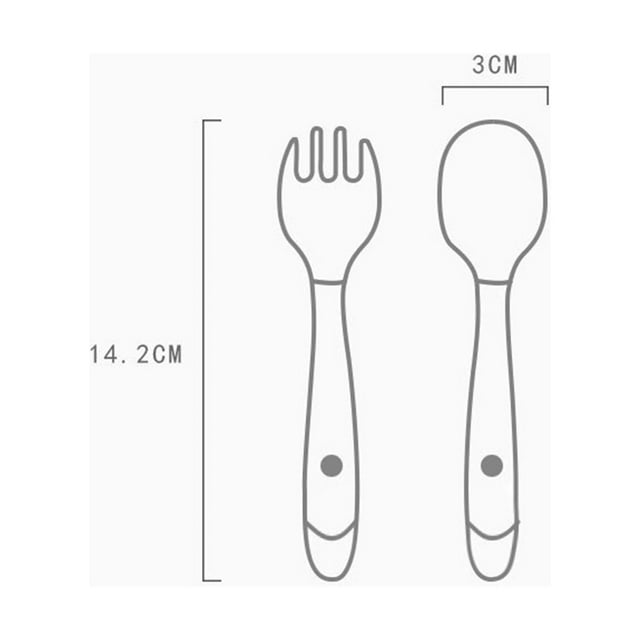 Juego de tenedor y cuchara de entrenamiento BuyWeekMX para bebé utensilios flexibles TPE PP