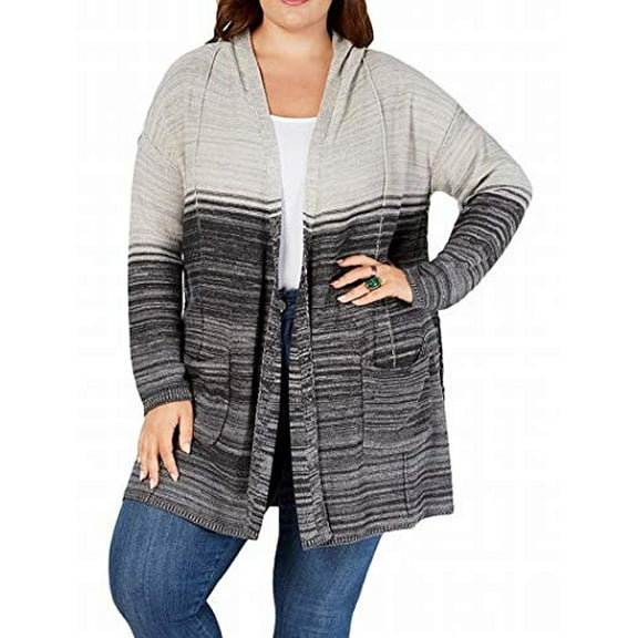 Style & Co. Womens Plus Ombre Hooded Cardigan Sweater