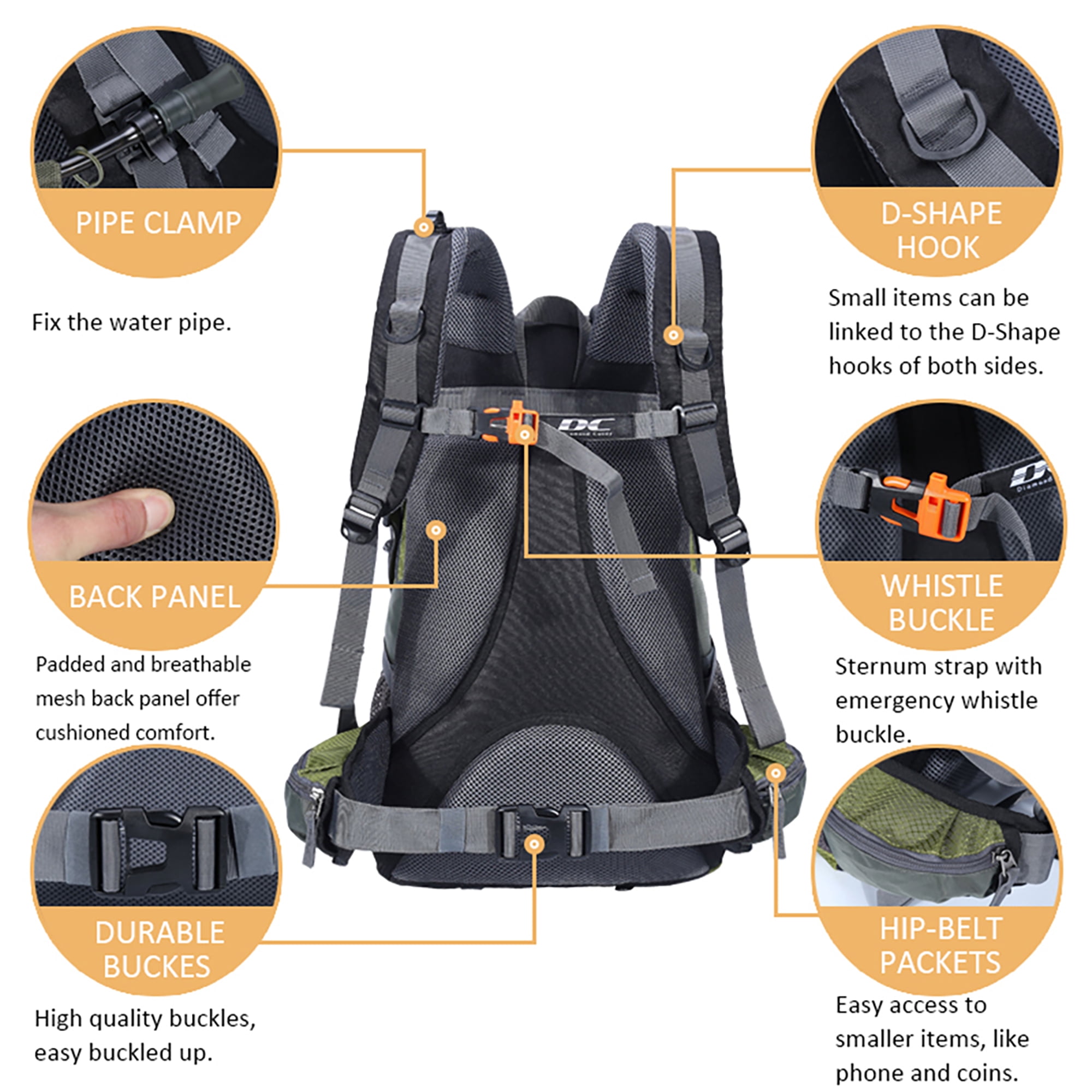 DC Diamond Candy Hiking Backpack for Men and Women 40L Lightweight 