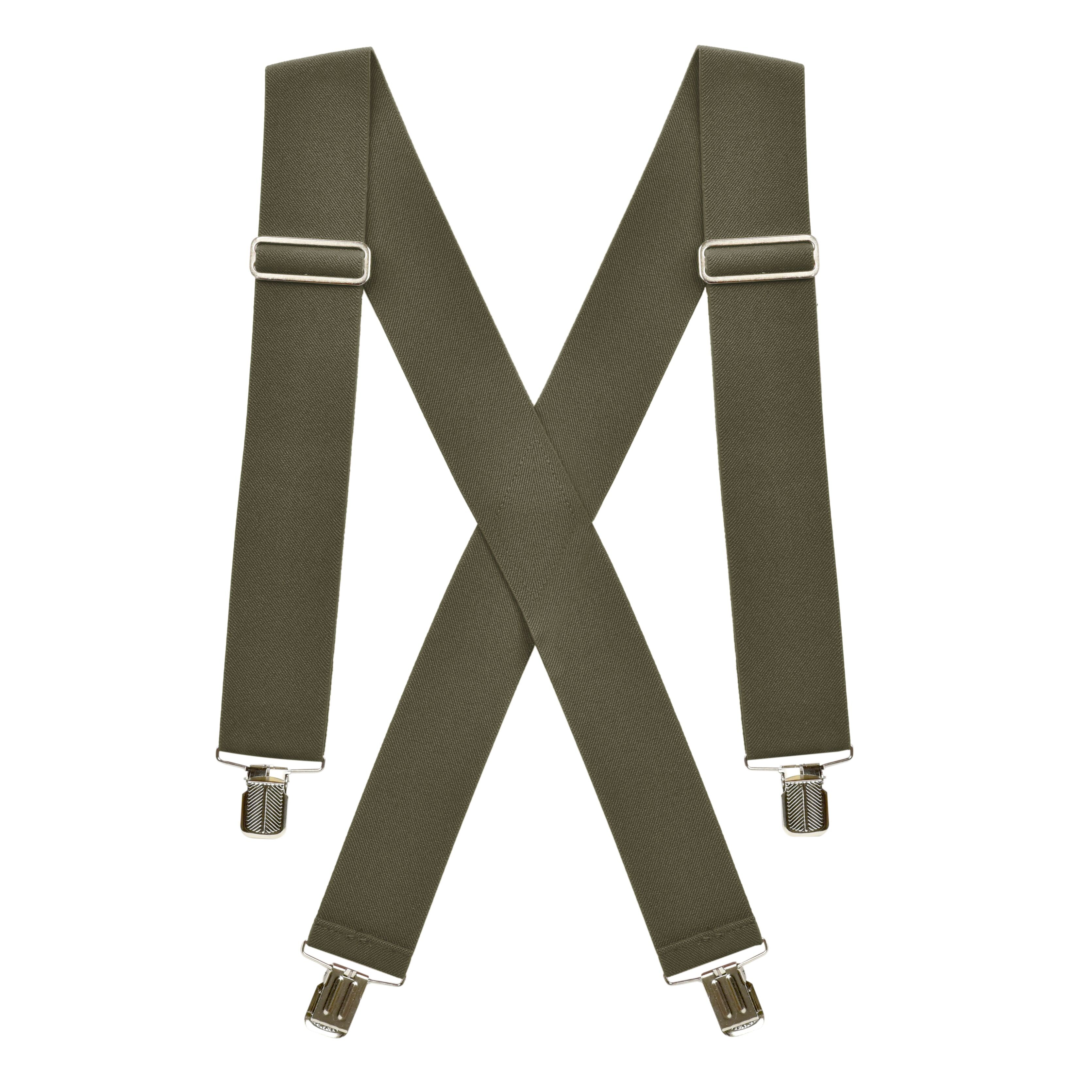 Hold’Em Suspenders for men Heavy Duty utility Clips 2” Wide Olive