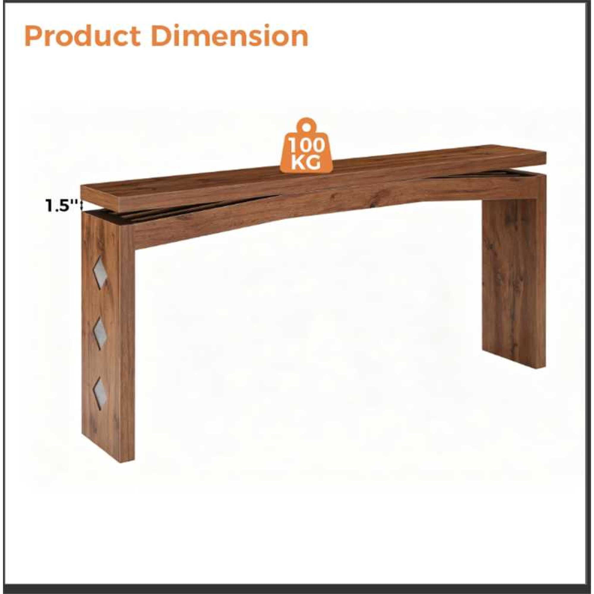 HOQBN Wood-Style Console Table, Sofa Back Side Table, 31" High Entryway Desk for Hallway, Living Room and Entrance Walnut