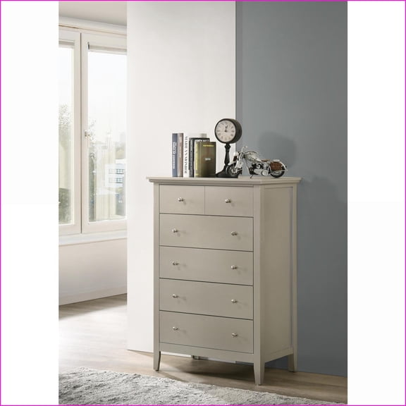 Chests & Wardrobes, Glory Furniture Hammond Modern Storage Chest with Dovetail Drawers, Silver Champagne | Champagne | Particle Board