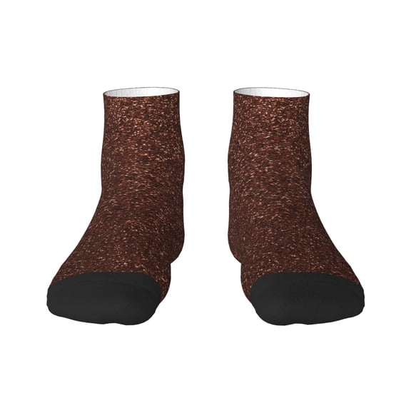 Fuzoiu Dark Brown Glitter Print Adult Socks, Crew Moisture-wicking Socks, Unisex Cushion Crew Socks,Casual Sports Ankle Socks