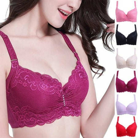 Women Sexy Lace Push-Up Bra Plus Size Embroidery Floral Bras Padded Lingerie Bralette Wireless Bra