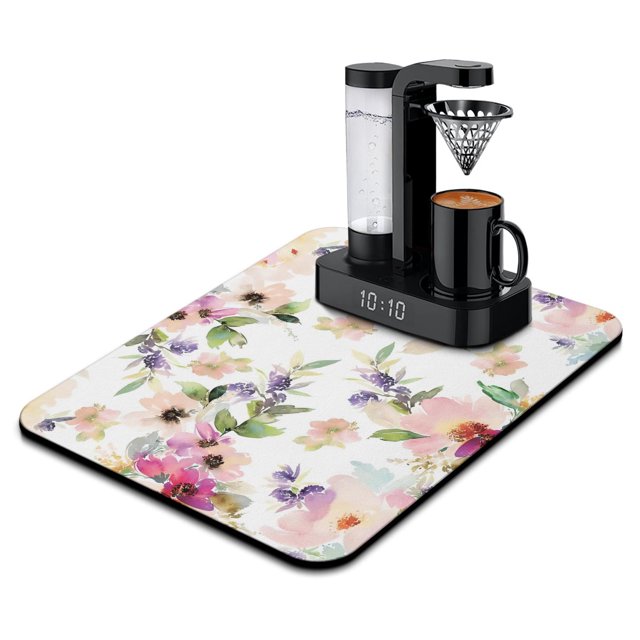 Spring & Summer Flower Drainer Pad - Ultra Absorbent, Machine Washable - Adds Style to Your Kitchen