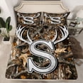 thumbnail image 2 of Castle Fairy Personalized Initial Alphabet S Twin Sheet Sets 3pcs for Boys Girls,Botanical Tree Branches Twin Fitted Sheet Microfiber,Jungle Animal Deer Breathable Flat Sheet,Lightweight Room Decor, 2 of 7