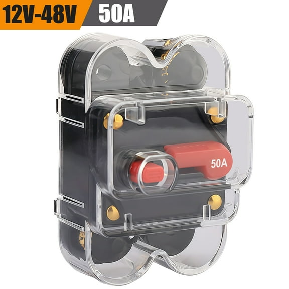 Audessy 50A Circuit Breaker for Marine Boat Trolling Motor Automotive RV Trailer Car Solar System Battery Disconnect with Manual Reset Switch, Waterproof DC 12V-48V