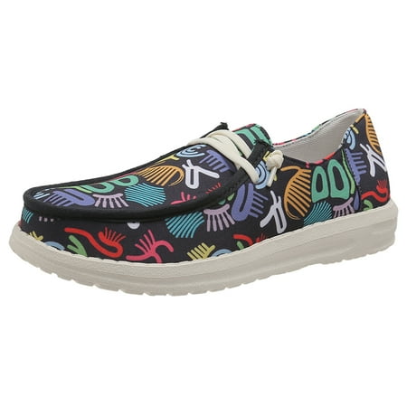 

DVKOVI Formal Shoes for Women Ladies Casual Retro Pattern Cloth Round Toe Lace Up Low Top Shoes Lightweight Walking Shoes Flat Casual Shoes Dressy Flat Womens Shoes Black 37