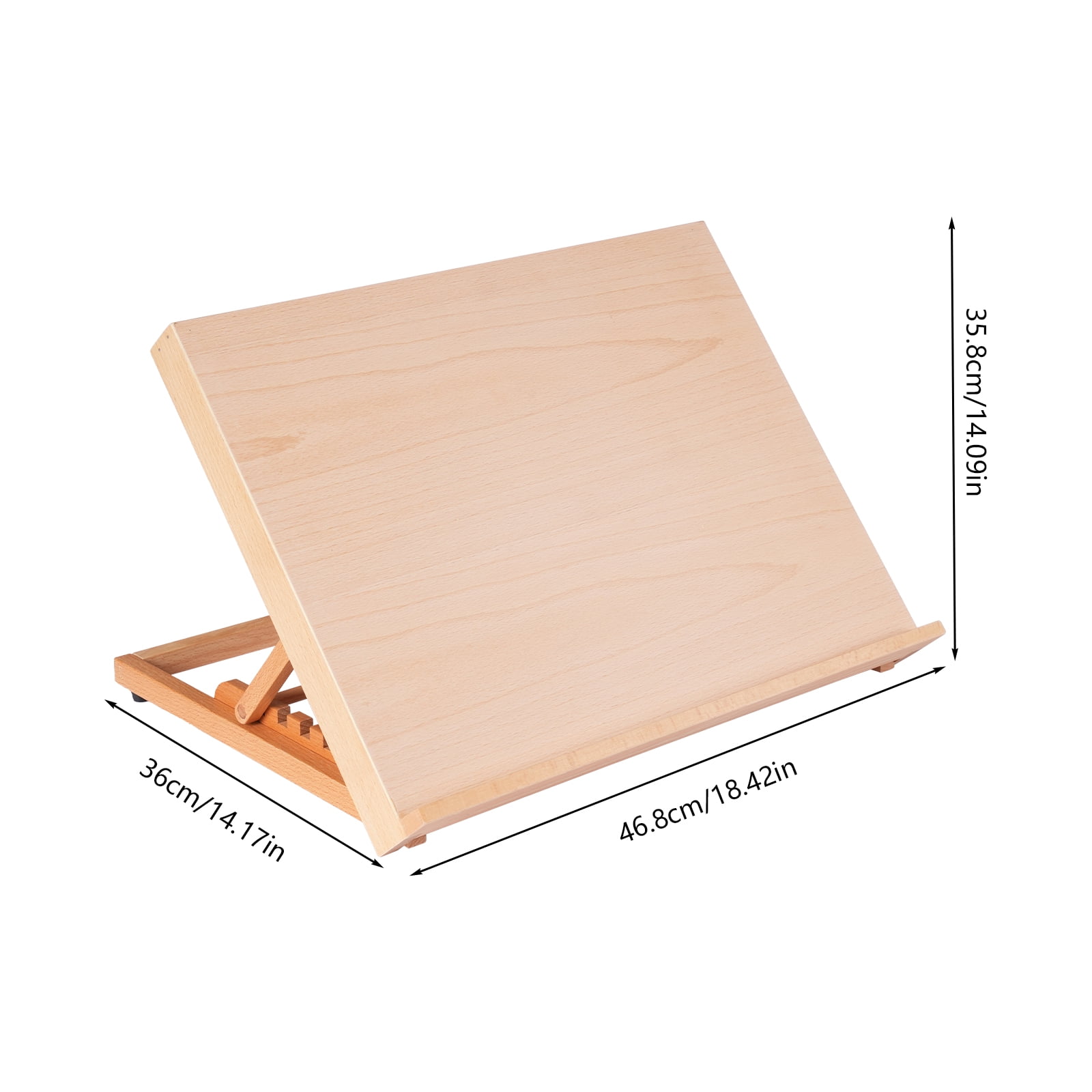 Natural Adjustable Painting Board Stand Portable Beech Wood Desk Drawing Board Stand Easel Wooden Artist Desktop Adjustable Angle for Canvas, Drawing Painting Sketching Book Stand