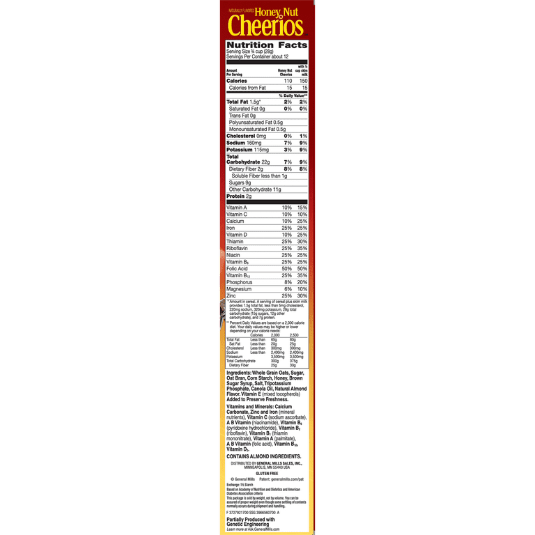 Cheerios Honey Nut Cereal, 12.25 oz Ingredients - CVS Pharmacy
