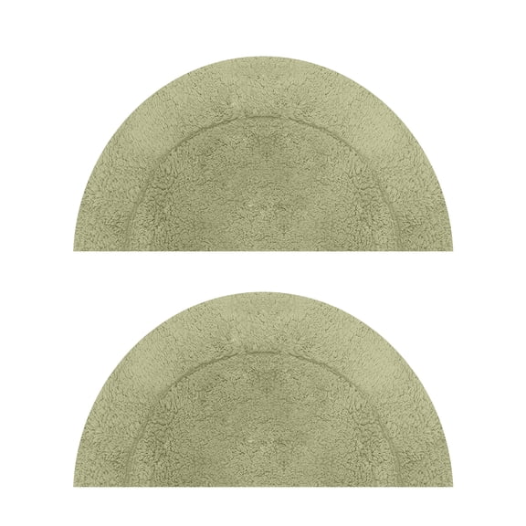 Home Weavers Waterford Collection 100% Cotton Tufted Bath Rug Set, Soft & Absorbent Non-Slip Bath Mats, Machine Washable, Set of 2 Identical 17"x30" Rugs, Green