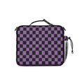 thumbnail image 3 of Purple and Black Checkered Pattern Insulated Lunch Bag with Shoulder Strap and Bottle Holder,Bento School Lunch Bag Box,11x9.5x3.5 Inches, 3 of 5