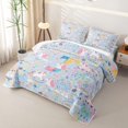 thumbnail image 3 of meiyoeat Cute Unicorn J Initial Twin Quilt Set for Boys Girls, Cartoon Monogram Twin Coverlet Set, Blue Multicolor, 2-Piece, 3 of 7