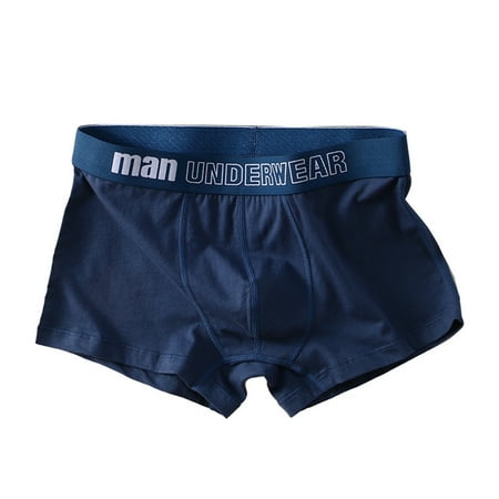 

HEVIRGO Mid-Rise Elastic Waistline Men Panties Simple Letter Print U Convex Shorts Briefs