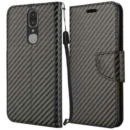 Bemz Bling Series Wallet Compatible with Coolpad Legacy (2019) Case with Diamond Magnetic Flip Cover, Card/Money Holder Slots, ID Window and Atom Cloth - Carbon Fiber (Best Windows Mobile Phone 2019)