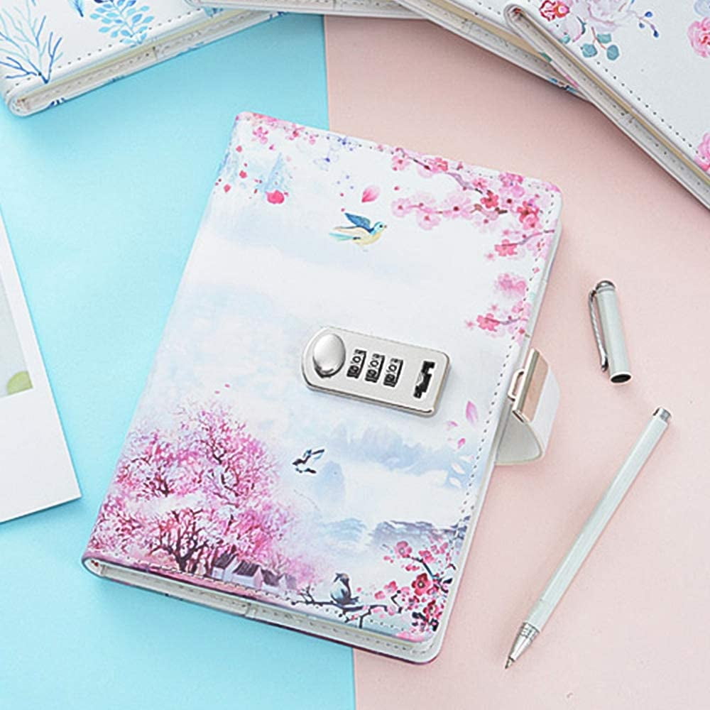 Style 4 Diary with Combination Lock Password Notebook Locking Journal Diary A5 PU Leather Journal with Lock 