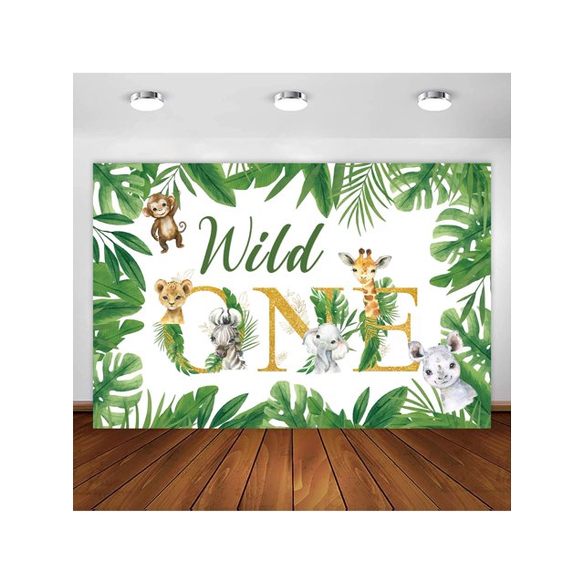 Jungle Wild One Birthday Theme Background, Ideal For Party Decoration, Banner And Home Room Decor