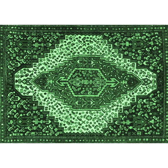 Ahgly Company Indoor Rectangle Persian Emerald Green Traditional Area Rugs, 5' x 7'