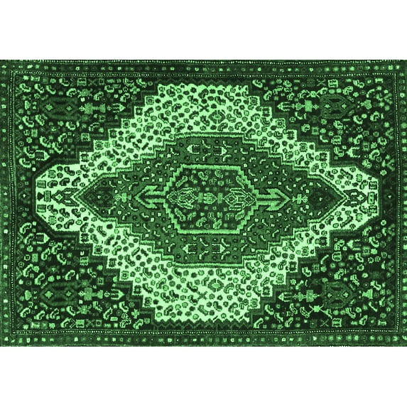 Ahgly Company Indoor Rectangle Persian Emerald Green Traditional Area Rugs, 2' x 3'