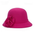 thumbnail image 3 of Ayyufe Women Retro Flower Bowler Hat Solid Color Cap for Party Prom Cocktail Travel, 3 of 8