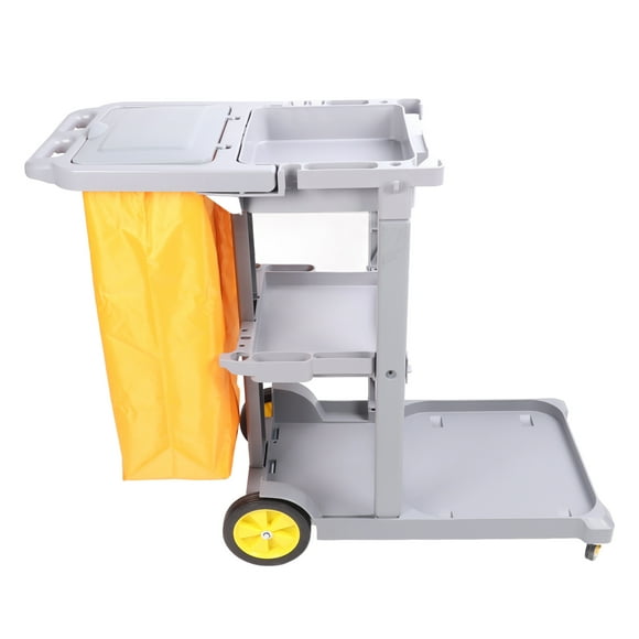 Cleaning Cart, Large Capacity Plastic Janitorial Cart Easy To Store with Cover for Supermarkets