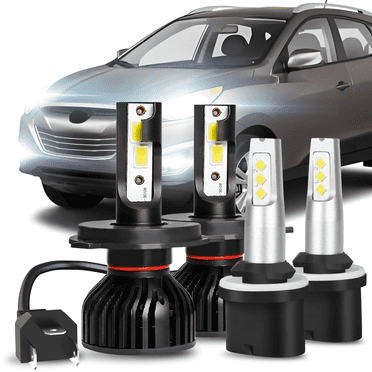 For 2010 2011 2012 2013 Hyundai Tucson LED Headlight Bulbs 9003/H4 High/Low Beam 880 Fog light Bulbs 4pcs