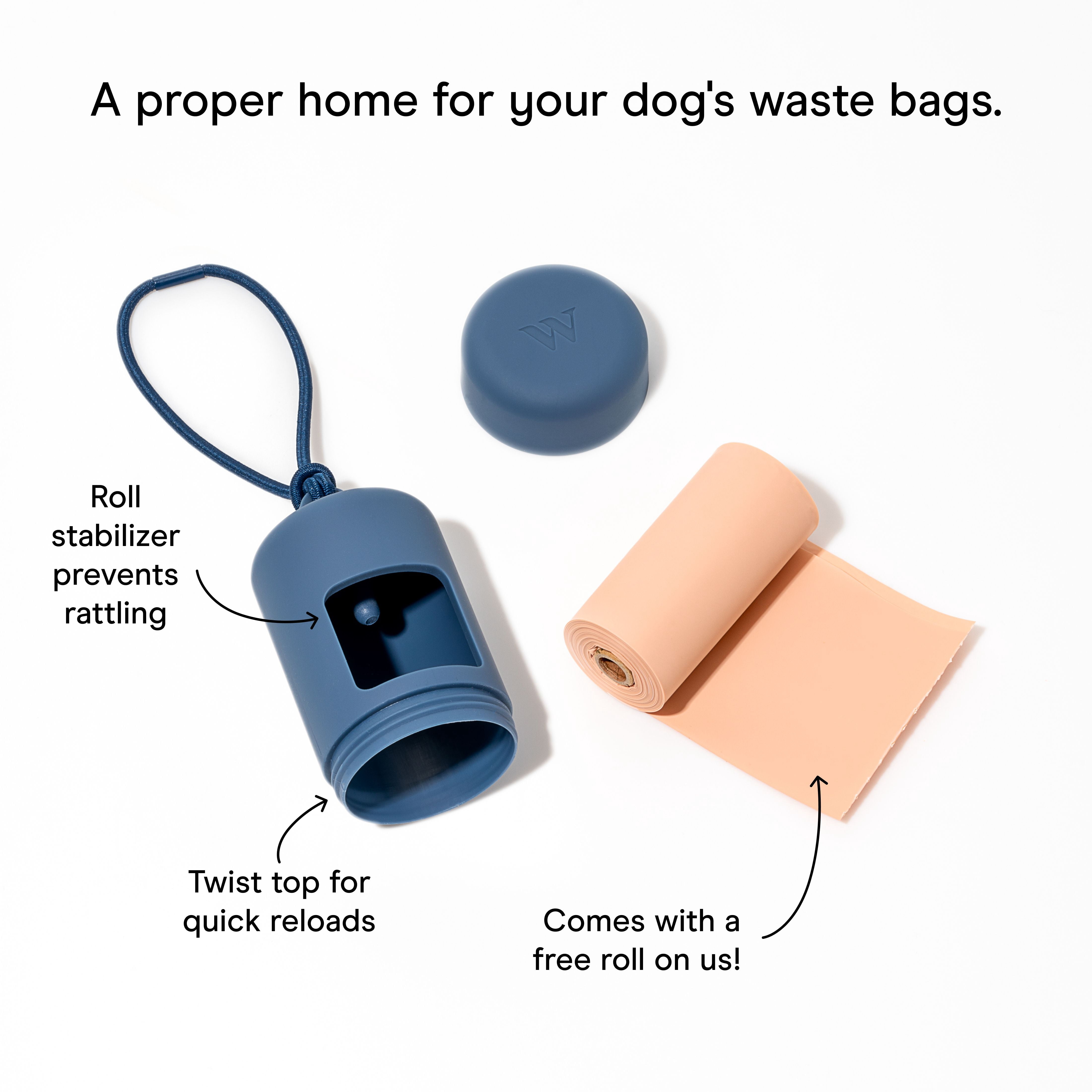Wild One Dog Waste Poop Bag Carrier Dispenser, Navy