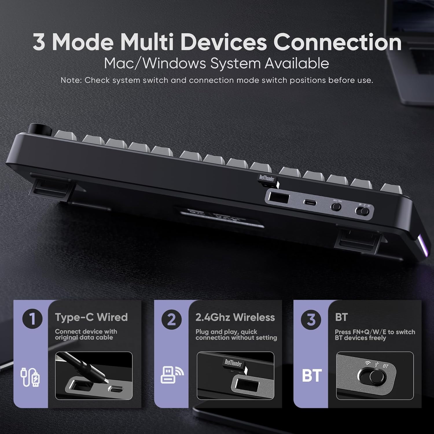 Hot Swappable 75% Wireless Mechanical Gaming Keyboard with Knob, RGB Backlit, Linear Switches, Side Engraved PBT Keycaps, Wireless/Wired/BT 5.0, Gradient Gray