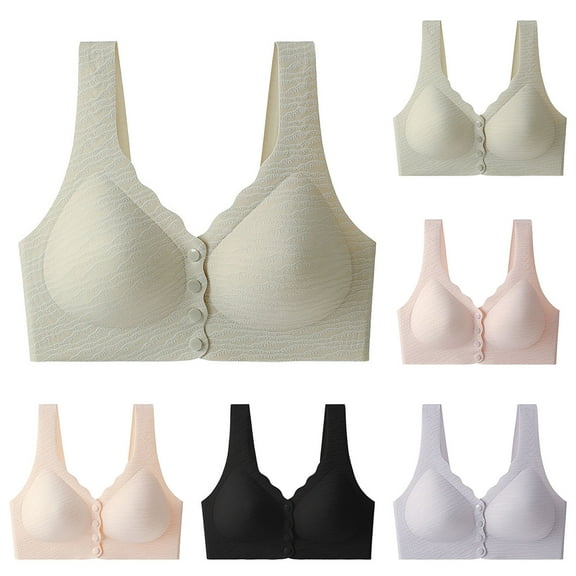 TAGOLD Womens Summer Plus Size Brs,Push Up Casual Bra for Womens,Woman's Front-button Fixed Cup Gathers No Steel Ring And No Underwear Daily Bra