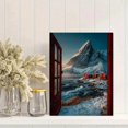 thumbnail image 2 of Norway Red House Window Canvas Wall Art, Lofoten Snow Mountain Print, Ready to Hang Home Decor, 2 of 8