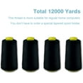 thumbnail image 6 of Black Serger Thread, All-Purpose Thread for Sewing, Polyester, 4 Cones of 3000 Yards Each Spool for Sewing Machine, 6 of 7