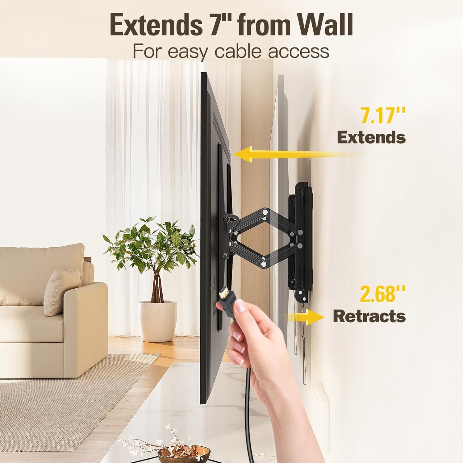 Advanced Tilt TV Wall Mount for Most 42-90 Inch TVs, TV Bracket with Full Tilt Extension up to 7", Fits 16", 18", 24" Studs