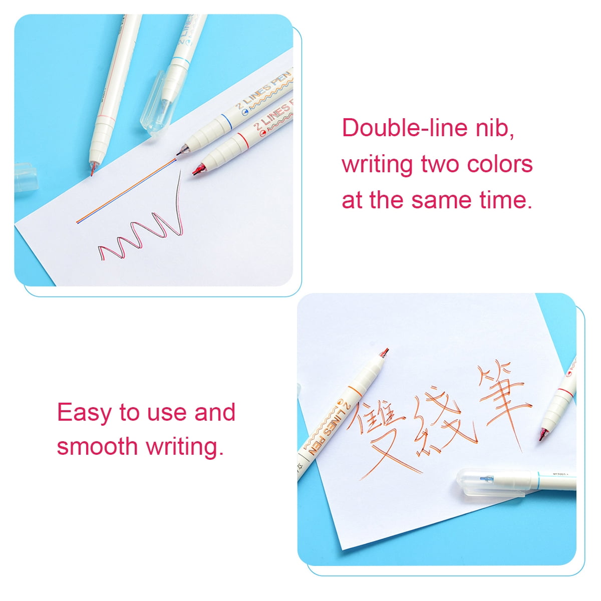 Entweg Gel Pen,Creative Two Lines Gel Pen Double Lines Marker Stereo Color Pen for Students Diy Journal Planner Hand Account