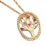 Family Jewelry Personalized Mother's Sterling Silver or 14K Gold over Silver Family Birthstone Tree Necklace, 20"