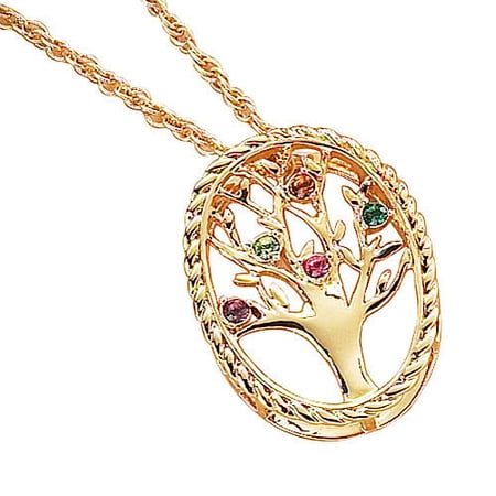 Family Jewelry Personalized Mother's Sterling Silver or 14K Gold over Silver Family Birthstone Tree Necklace, 20"