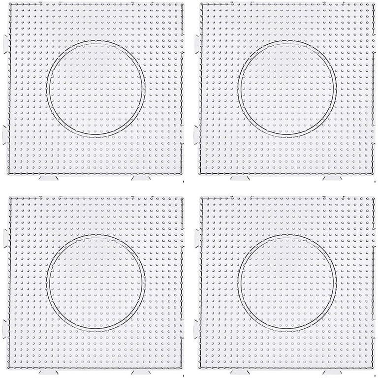 H&W 3pcs 5mm Fuse Beads Boards, Large Clear Pegboards Kits, Hexagon & Square & Round, with Gift 4 Lroning Paper (WA3-Z2)