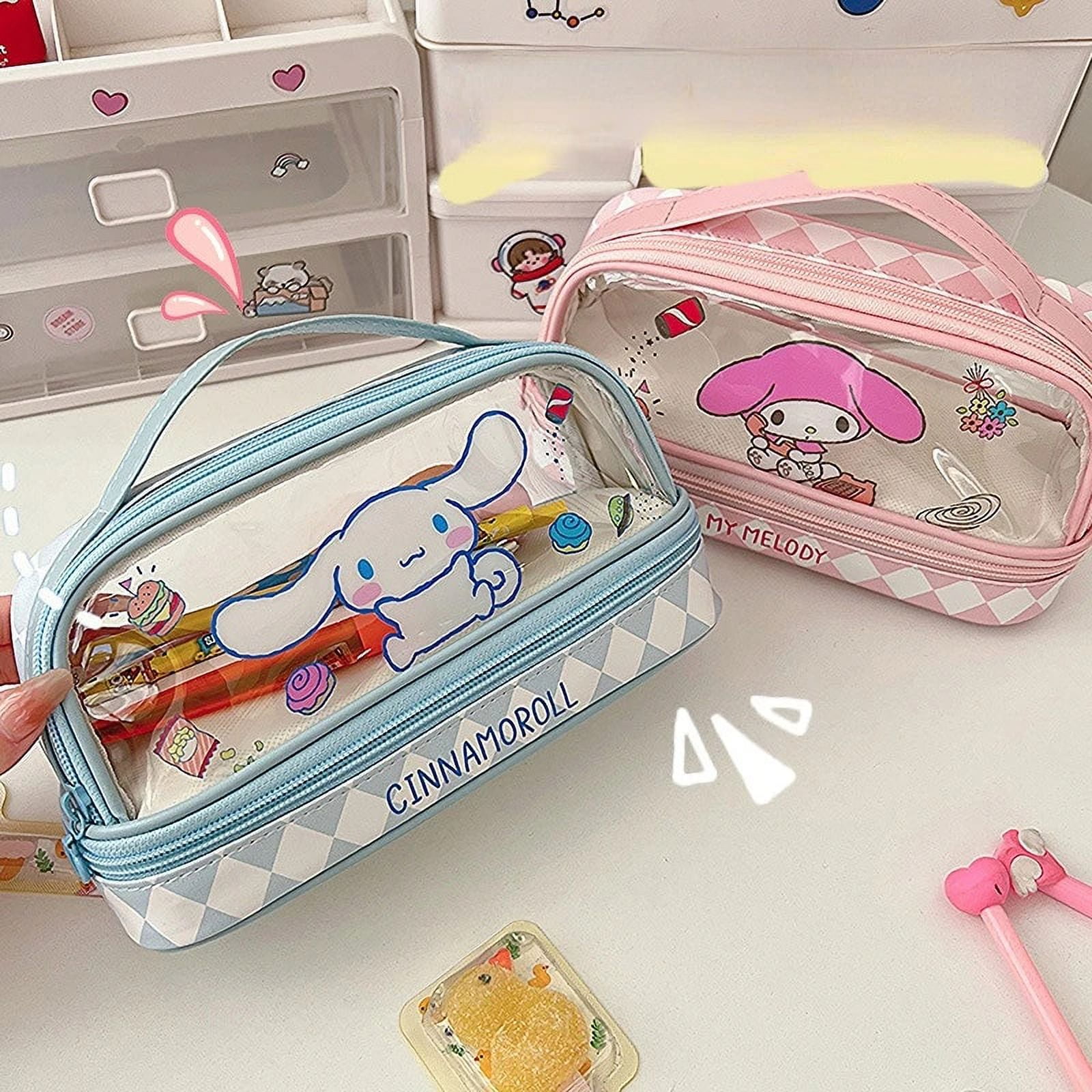 Takara Tomy Kawaii Sanrio Cinnamoroll Kitty Kuromi My Melody Pencil Case PU Waterproof Cartoon Pen Bag Kindergarten Opening Gifts Child Toys, Size: 11cm-30cm