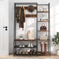 thumbnail image 2 of Hall Tree with Bench and Shoe Storage  Entryway Bench with Hooks  Side Shelves &; Mesh Shelves  Industrial Coat Rack Shoe Bench with Heavy-Duty Metal  (Rustic ), 2 of 9