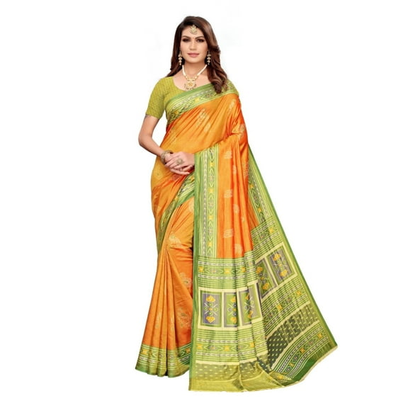 Sana Silk saree/sari with running blouse For Women/Girls